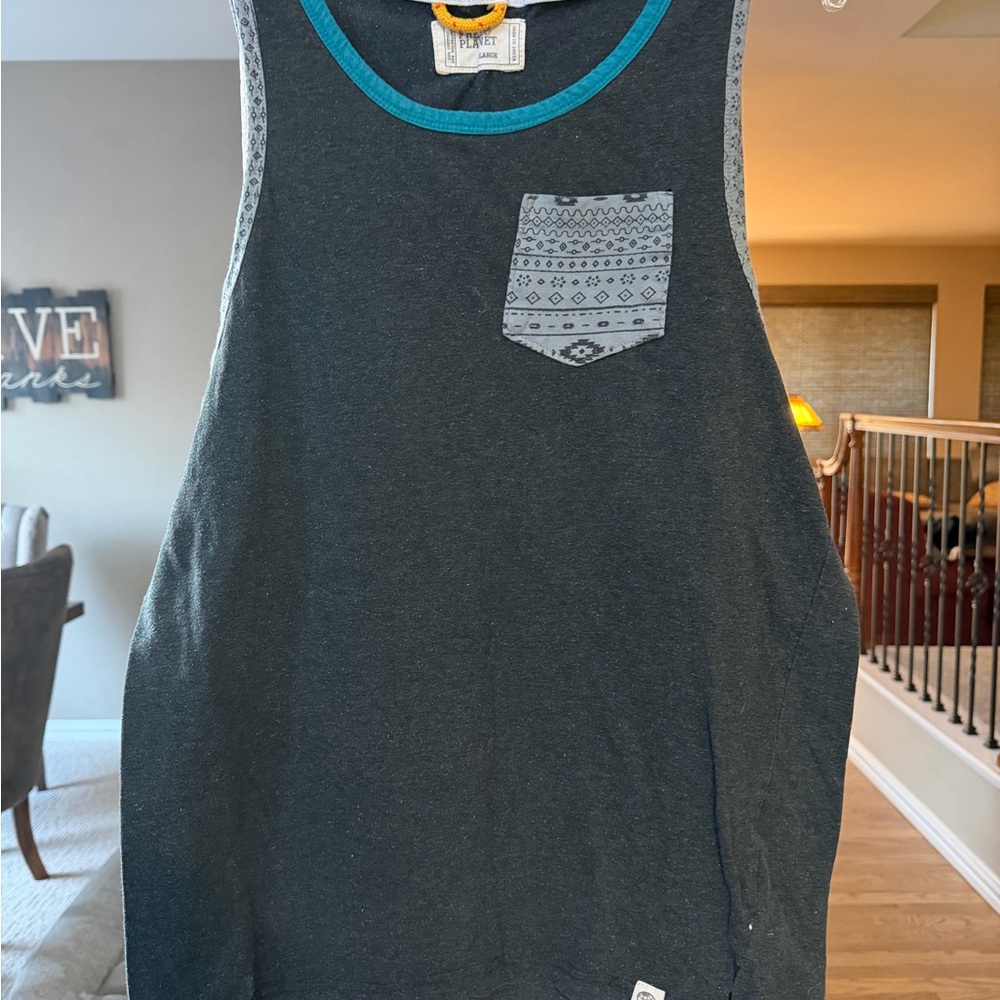 Free Planet Charcoal and Teal Tank Top